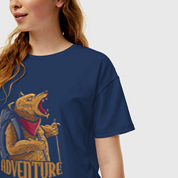 Футболка оверсайз женская Приключения медведя, цвет: тёмно-синий — фото 2