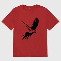 Футболка оверсайз женская Попугай летит трафарет, цвет: красный