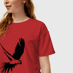 Футболка оверсайз женская Попугай летит трафарет, цвет: красный — фото 2