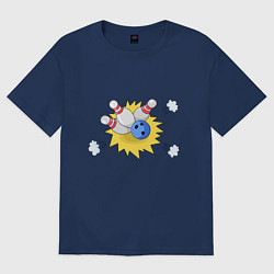 Футболка оверсайз женская Боулинг strike, цвет: тёмно-синий