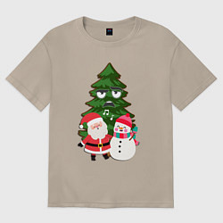 Футболка оверсайз женская Весёлый новый год, цвет: миндальный