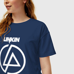 Футболка оверсайз женская Linkin Park logo, цвет: тёмно-синий — фото 2