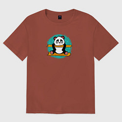 Футболка оверсайз женская Панда гимнаст, цвет: кирпичный