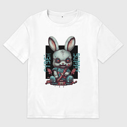 Футболка оверсайз женская Киберпанк зайчик, цвет: белый