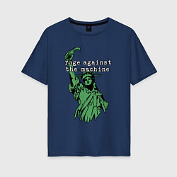 Футболка оверсайз женская Rage Against - statue of liberty, цвет: тёмно-синий
