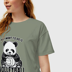 Футболка оверсайз женская Panda volleyball, цвет: авокадо — фото 2