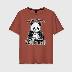 Футболка оверсайз женская Panda volleyball, цвет: кирпичный