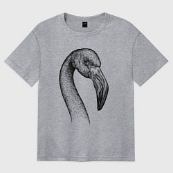 Футболка оверсайз женская Голова фламинго, цвет: меланж