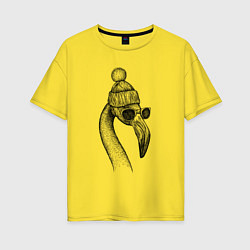 Футболка оверсайз женская Фламинго модный, цвет: желтый