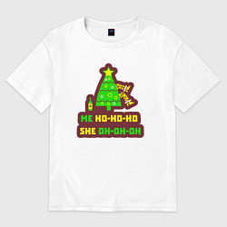 Футболка оверсайз женская Новогодние голоса, цвет: белый