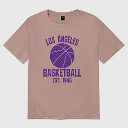 Футболка оверсайз женская Basketball Los Angeles, цвет: пыльно-розовый