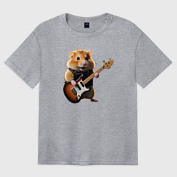 Футболка оверсайз женская Хомяк-певец, цвет: меланж