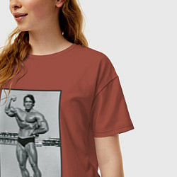 Футболка оверсайз женская Mister Schwarzenegger, цвет: кирпичный — фото 2