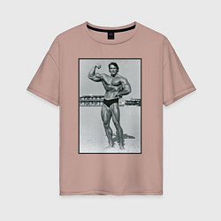 Футболка оверсайз женская Mister Schwarzenegger, цвет: пыльно-розовый