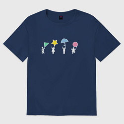 Футболка оверсайз женская Значки игры - Игра в кальмара, цвет: тёмно-синий