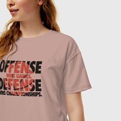 Футболка оверсайз женская Защита выигрывает чемпионаты, цвет: пыльно-розовый — фото 2