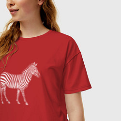 Футболка оверсайз женская Гравюра зебра в профиль, цвет: красный — фото 2