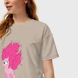 Футболка оверсайз женская Пинки Пай с гривой дыбом, цвет: миндальный — фото 2