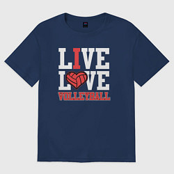 Футболка оверсайз женская Жить и любить волейбол, цвет: тёмно-синий