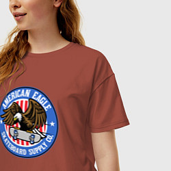 Футболка оверсайз женская USA skate eagle, цвет: кирпичный — фото 2