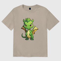 Футболка оверсайз женская Добрый дракон 2024, цвет: миндальный