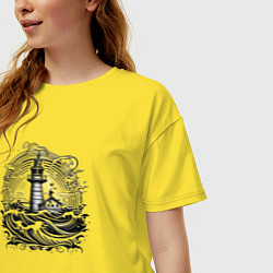 Футболка оверсайз женская Море и маяк, цвет: желтый — фото 2