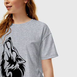 Футболка оверсайз женская Воющий волк, цвет: меланж — фото 2