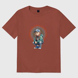 Футболка оверсайз женская Пацан на кортах, цвет: кирпичный