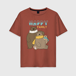 Женская футболка оверсайз Счастливая семья медведей