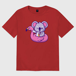 Футболка оверсайз женская Коала и фламинго, цвет: красный