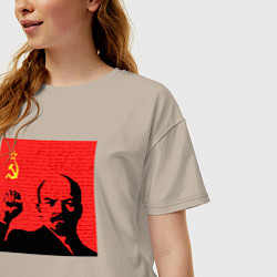 Футболка оверсайз женская Lenin in red, цвет: миндальный — фото 2