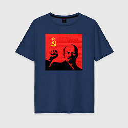 Футболка оверсайз женская Lenin in red, цвет: тёмно-синий