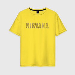 Футболка оверсайз женская Nirvana grunge text, цвет: желтый