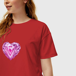Футболка оверсайз женская Розовое алмазное сердце, цвет: красный — фото 2