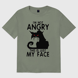 Футболка оверсайз женская I am not angry cat, цвет: авокадо