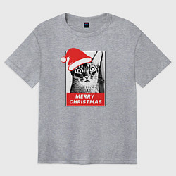 Футболка оверсайз женская Счастливого абиссинского Рождества, цвет: меланж