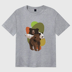 Футболка оверсайз женская Разновидности медведей, цвет: меланж
