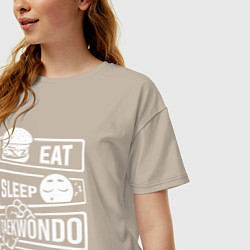 Футболка оверсайз женская Еда сон тхэквондо, цвет: миндальный — фото 2