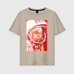 Футболка оверсайз женская Gagarin in red, цвет: миндальный