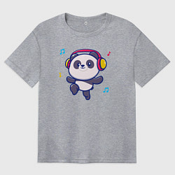 Футболка оверсайз женская Music panda, цвет: меланж