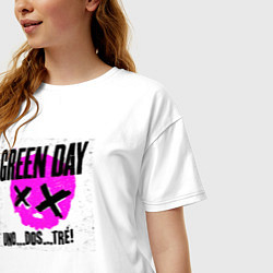 Футболка оверсайз женская Green Day uno dos tre, цвет: белый — фото 2