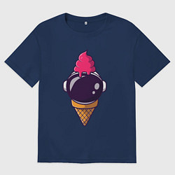 Футболка оверсайз женская Космическое мороженое, цвет: тёмно-синий