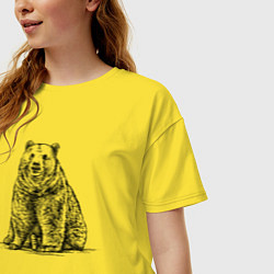 Футболка оверсайз женская Медведь сидящий, цвет: желтый — фото 2
