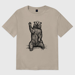 Футболка оверсайз женская Медведь приветливый, цвет: миндальный