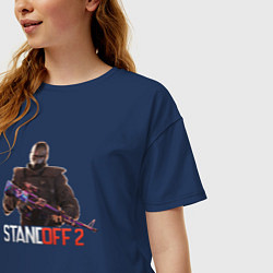 Футболка оверсайз женская Standoff 2 - man with a gun, цвет: тёмно-синий — фото 2