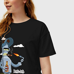 Футболка оверсайз женская К черту работу - давайте выпьем, цвет: черный — фото 2