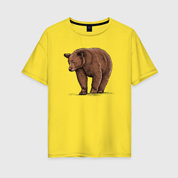 Футболка оверсайз женская Бурый медведь гуляет, цвет: желтый