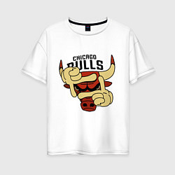 Футболка оверсайз женская Bulls logo with hands, цвет: белый