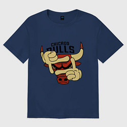 Футболка оверсайз женская Bulls logo with hands, цвет: тёмно-синий