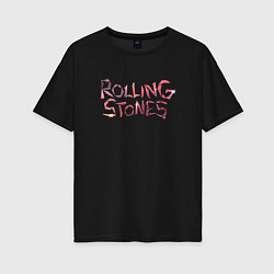 Футболка оверсайз женская The Rolling Stones - logo, цвет: черный